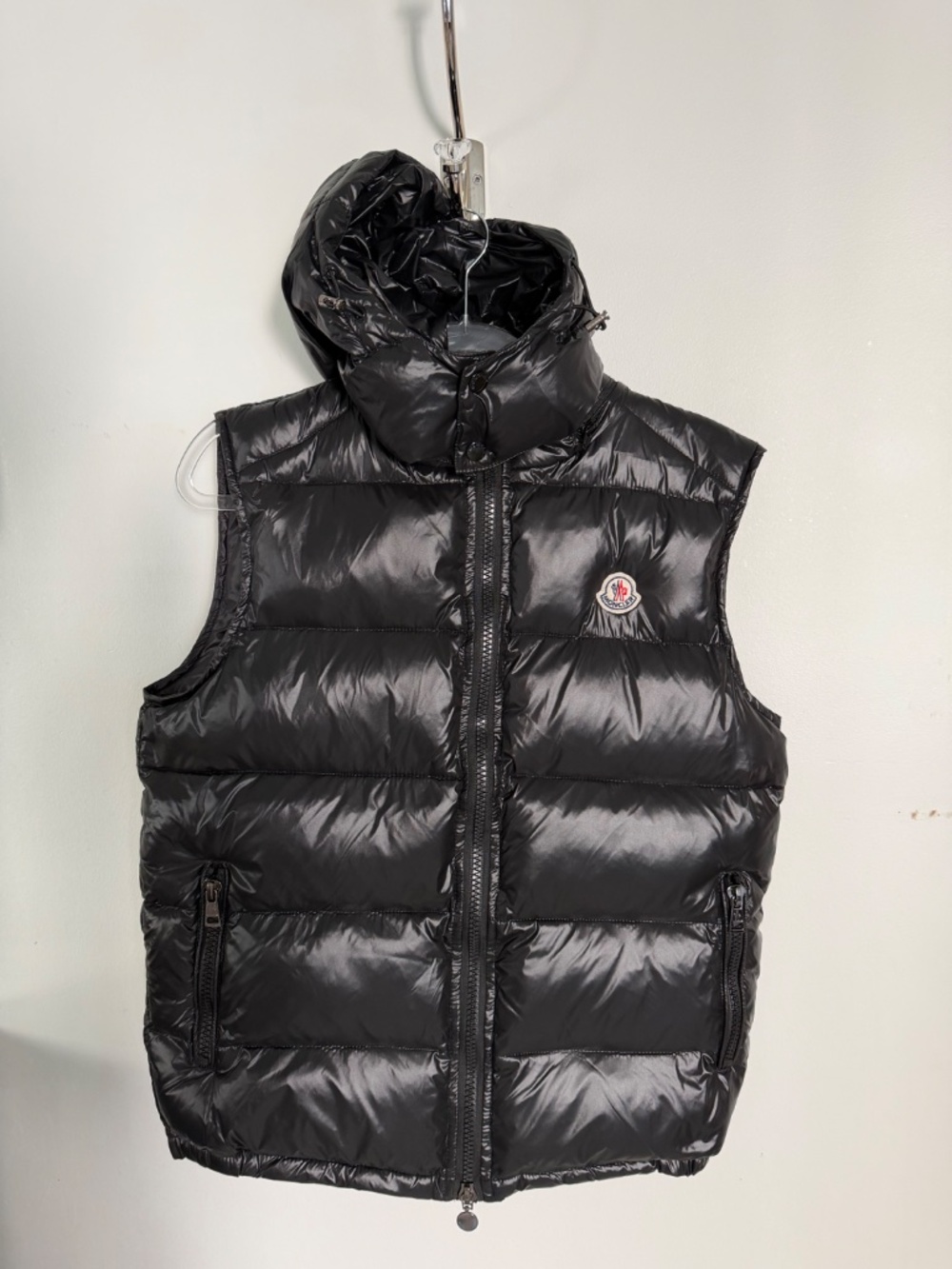 Moncler Shiny Black Puffer Vest Size M